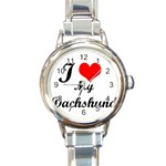 I Love My Dachshund Round Italian Charm Watch