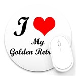 I Love Golden Retriever Round Mousepad