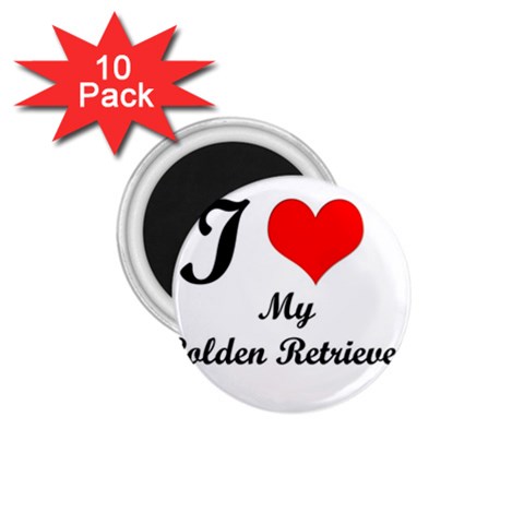 I Love Golden Retriever 1.75  Magnet (10 pack) from ArtsNow.com Front