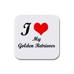 I Love Golden Retriever Rubber Square Coaster (4 pack)