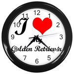 I Love Golden Retriever Wall Clock (Black)