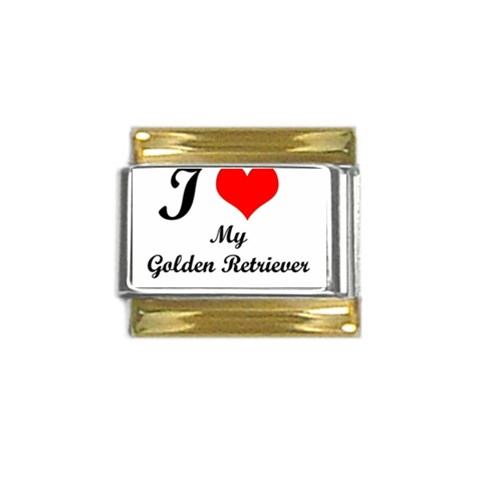 I Love Golden Retriever Gold Trim Italian Charm (9mm) from ArtsNow.com Front