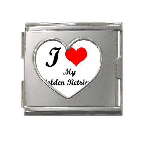 I Love Golden Retriever Mega Link Heart Italian Charm (18mm) from ArtsNow.com Front