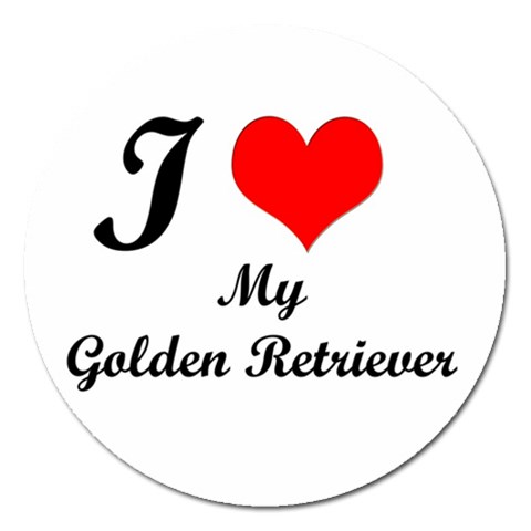 I Love Golden Retriever Magnet 5  (Round) from ArtsNow.com Front