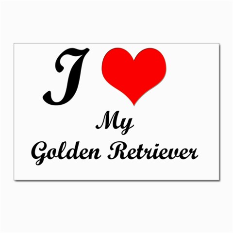 I Love Golden Retriever Postcards 5  x 7  (Pkg of 10) from ArtsNow.com Front