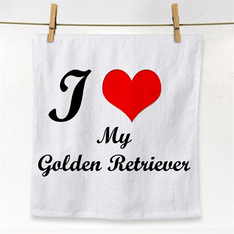 I Love Golden Retriever Face Towel from ArtsNow.com Front