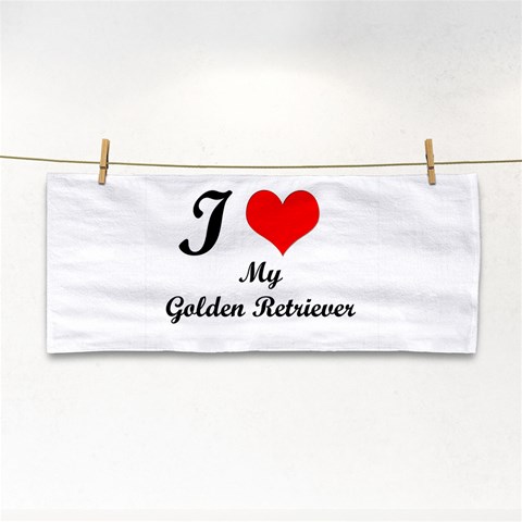 I Love Golden Retriever Hand Towel from ArtsNow.com Front