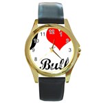 I-Love-My-Bulldog Round Gold Metal Watch