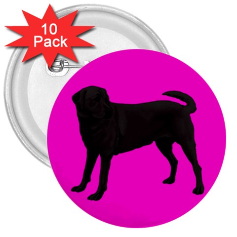 Black Labrador Retriever 3  Button (10 pack) from ArtsNow.com Front