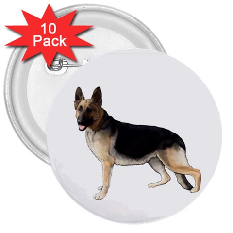 German Shepherd 3  Button (10 pack) from ArtsNow.com Front