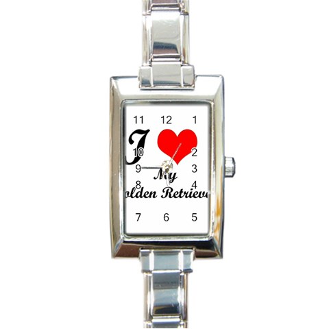 I Love My Golden Retriever Rectangular Italian Charm Watch from ArtsNow.com Front