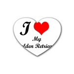 I Love My Golden Retriever Rubber Coaster (Heart)