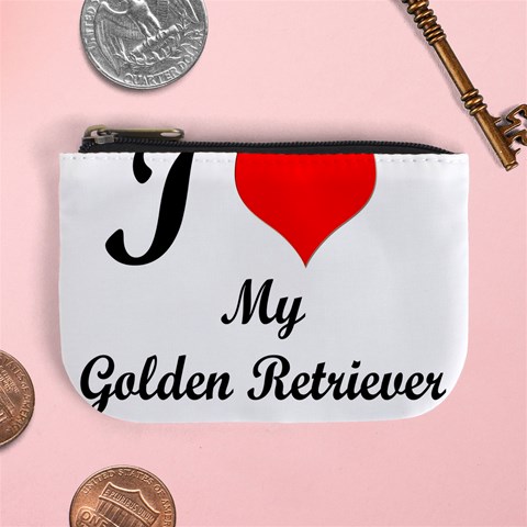 I Love My Golden Retriever Mini Coin Purse from ArtsNow.com Front