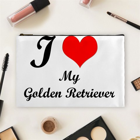 I Love My Golden Retriever Cosmetic Bag (Large) from ArtsNow.com Front