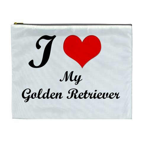 I Love My Golden Retriever Cosmetic Bag (XL) from ArtsNow.com Front