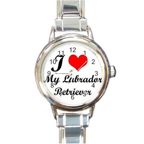 I Love My Labrador Retriever Round Italian Charm Watch from ArtsNow.com Front