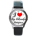 I Love My Labrador Retriever Round Metal Watch