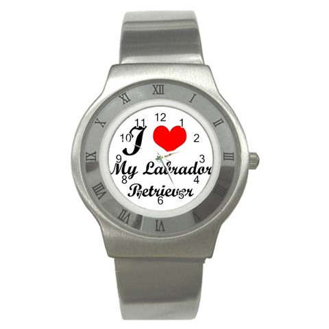 I Love My Labrador Retriever Stainless Steel Watch from ArtsNow.com Front