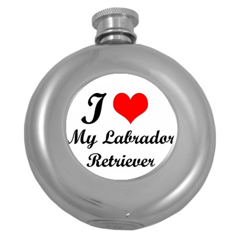 I Love My Labrador Retriever Hip Flask (5 oz) from ArtsNow.com Front