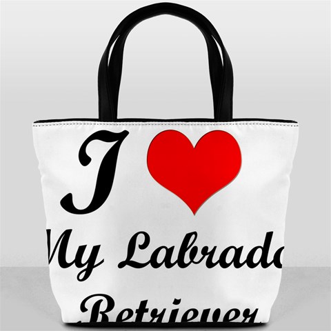 I Love My Labrador Retriever Bucket Bag from ArtsNow.com Front