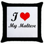 I Love My Maltese Throw Pillow Case (Black)