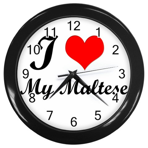 I Love My Maltese Wall Clock (Black) from ArtsNow.com Front