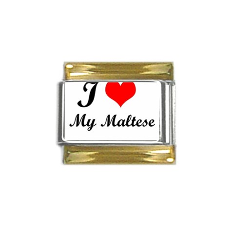 I Love My Maltese Gold Trim Italian Charm (9mm) from ArtsNow.com Front