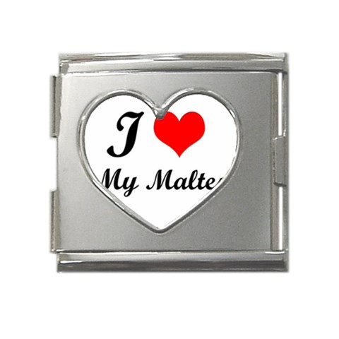 I Love My Maltese Mega Link Heart Italian Charm (18mm) from ArtsNow.com Front