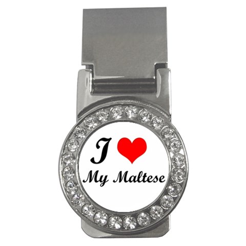 I Love My Maltese Money Clip (CZ) from ArtsNow.com Front