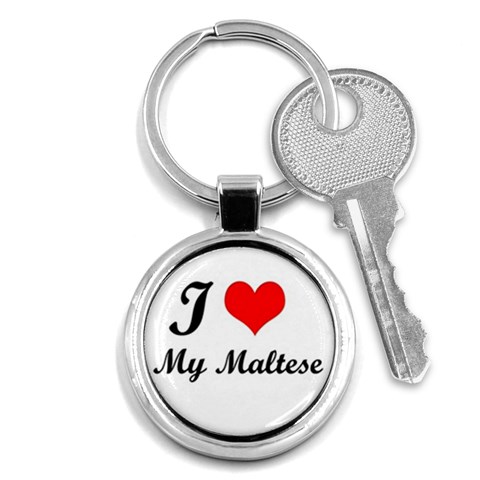 I Love My Maltese Key Chain (Round) from ArtsNow.com Front