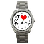 I Love My Maltese Sport Metal Watch