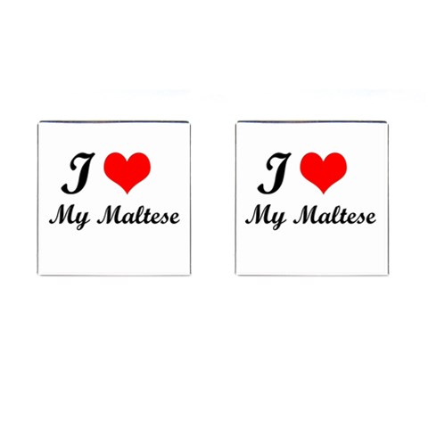 I Love My Maltese Cufflinks (Square) from ArtsNow.com Front(Pair)