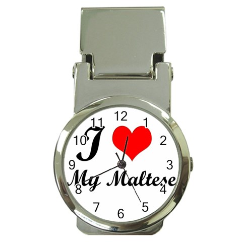 I Love My Maltese Money Clip Watch from ArtsNow.com Front