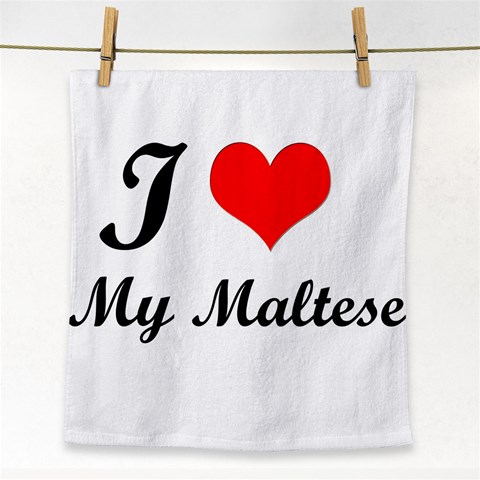 I Love My Maltese Face Towel from ArtsNow.com Front