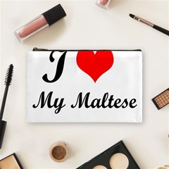 I Love My Maltese Cosmetic Bag (Medium) from ArtsNow.com Front