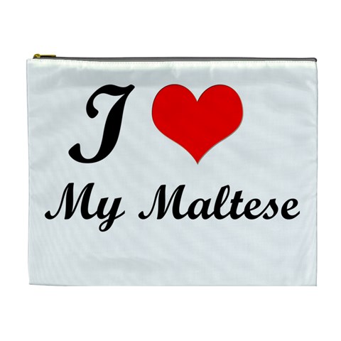 I Love My Maltese Cosmetic Bag (XL) from ArtsNow.com Front