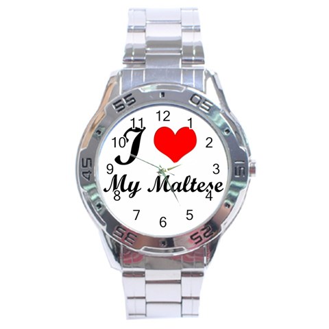 I Love My Maltese Stainless Steel Analogue Men’s Watch from ArtsNow.com Front