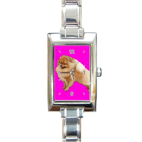 Pomeranian Dog Gifts BP Rectangular Italian Charm Watch from ArtsNow.com Front