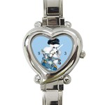 White Poodle Biker Babe  Heart Italian Charm Watch