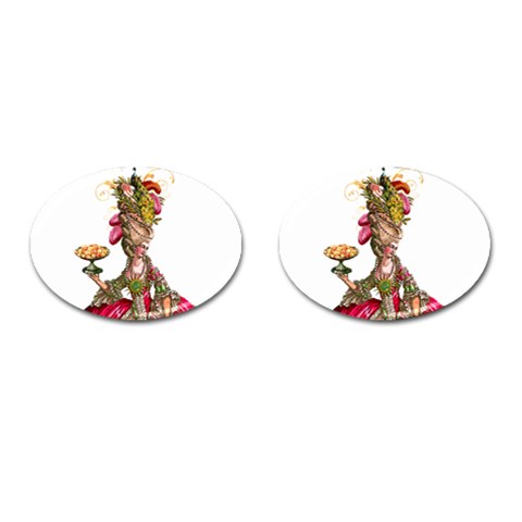 Marie Antoinette Peacock n Cupcakes Cufflinks (Oval) from ArtsNow.com Front(Pair)