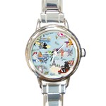 Poodles in Paris Round Italian Charm Watch