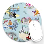 Poodles in Paris Round Mousepad