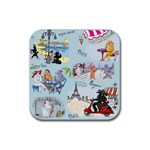 Poodles in Paris Rubber Coaster (Square)