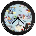 Poodles in Paris Wall Clock (Black)