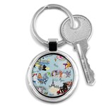 Poodles in Paris Key Chain (Round)