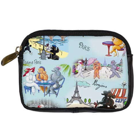 Poodles in Paris Digital Camera Leather Case from ArtsNow.com Front
