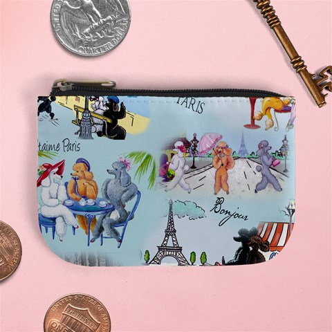 Poodles in Paris Mini Coin Purse from ArtsNow.com Front