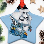 White Poodle Biker Chick Ornament (Star)