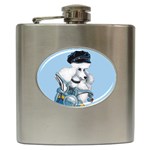 White Poodle Biker Chick Hip Flask (6 oz)