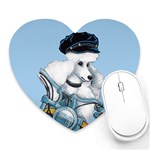 White Poodle Biker Chick Mousepad (Heart)